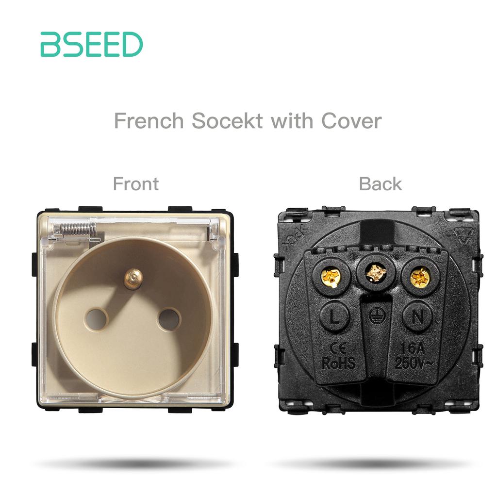 BSEED French Wall Socket Plug Without Frame Function Parts USB Socket Type-c AC Ports Fast Charging DIY Parts Free Combination