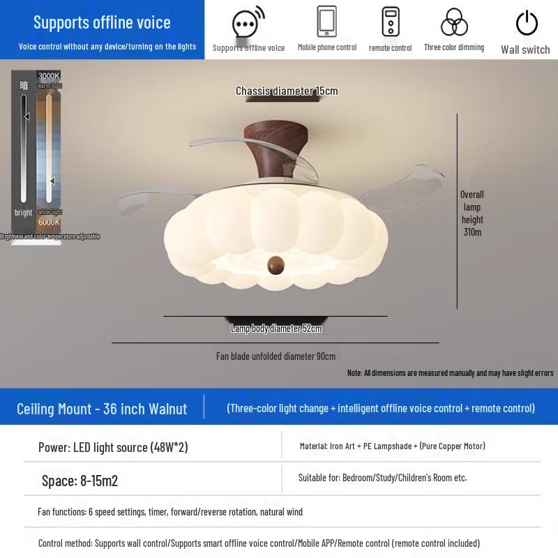 OEING Walnut Wood Ceiling Fan Light