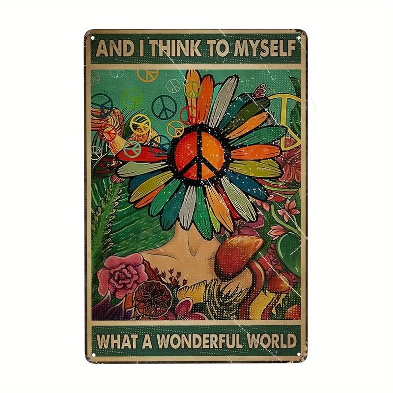 Inspirierende Sprüche auf Blechschildern, Retro-Wandkunst, Sei gut zu dir selbst, Vintage-Hippie-Mädchen, Poster für Zuhause, Garten