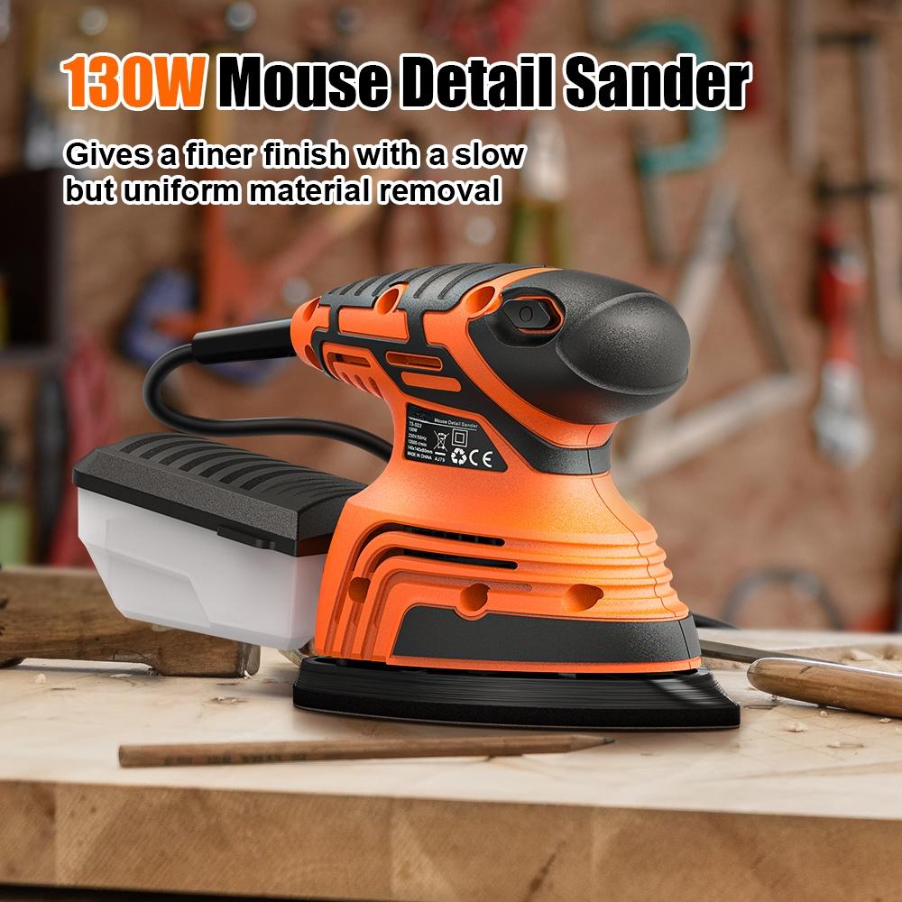 230W TS-SD2 Sandpapers Drywall Sander Efficient Dust Collection System Power Tools Mouse Detail Sander With 12Pcs