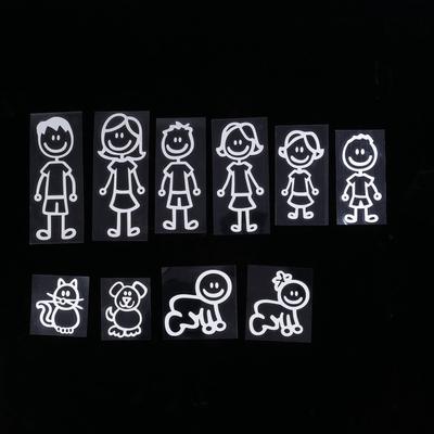 1ks Cartoon Family Member Car Sticker Samolepka na auto Dekorace Vinyl Art Decal na auto Odnímatelný