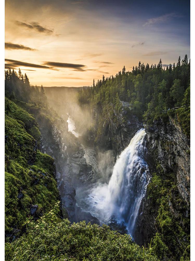 Nordisk Natur Landskap Grønn Skogsvei Fjellsjø Plakat Lerretsmaleri Veggkunst For Moderne Stue Hjem Dekorasjon