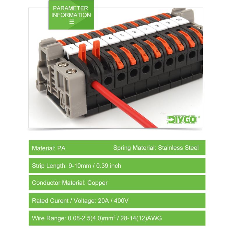 Din Rail Type VariousTerminal Block 211 Electrical Universal Quick Wire Connector Conductor Connection With Number strip Set