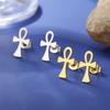 Orecchino a Perno Croce Ankh per Donne Uomini Acciaio Inossidabile Borchie per Orecchie Amuleto Crocifisso Gioielli Egizi Regalo