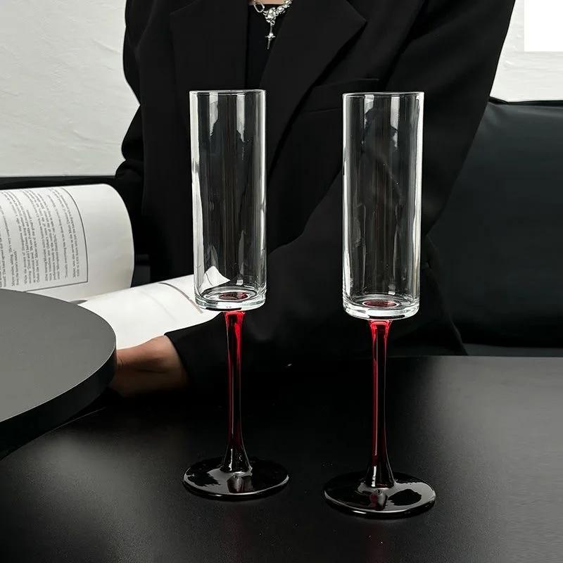 European Style Red Lever Champagne Glass Home Premium Feeling Creative Glass Red Wine Glass Highball Glass High-grade Wine Set