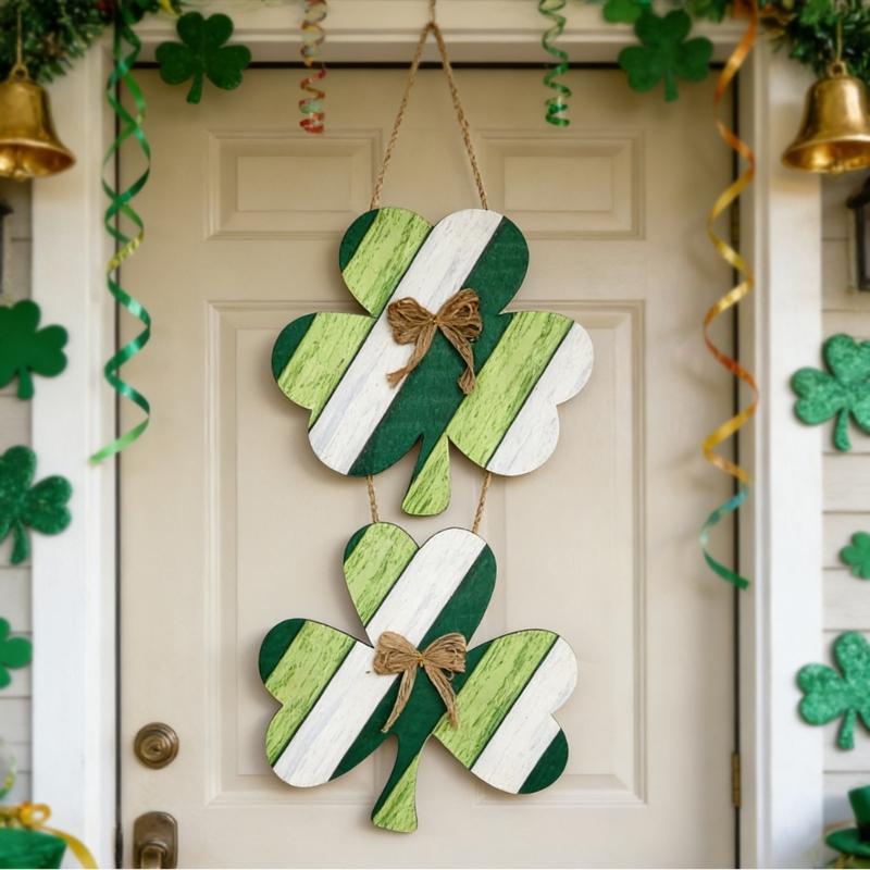Irish Festival Decoration Wood Shamrock Door Sign Hanging Ornament for Front Door Mantels Tree Holiday Party Decoration