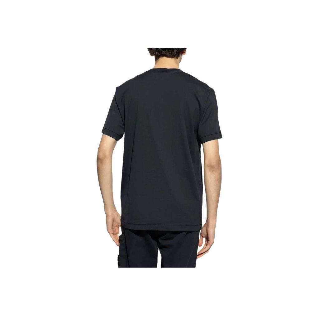 STONE ISLAND FW24 Cotton Solid Color Badge Crew Neck Short Sleeve T-Shirt Men Tops Blue 811524113-A0020