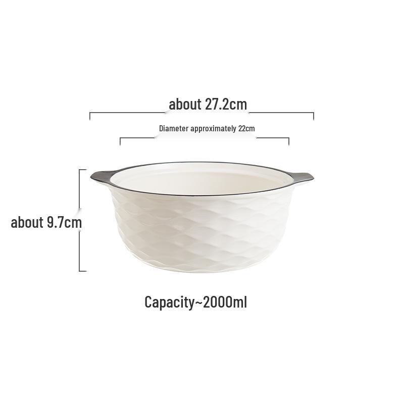 Ceramic Double-Handled Large Soup Bowl with Lid - High-End Design, Ideal for Home Use, Sauerkraut Fish, and Commercial Soups.