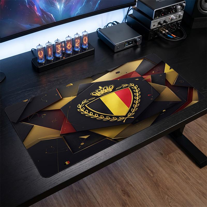Belgium Football Crest Mouse Pad, Extended Non Slip Rubber Desk Mat for Gaming Office Laptop Fan Gift
