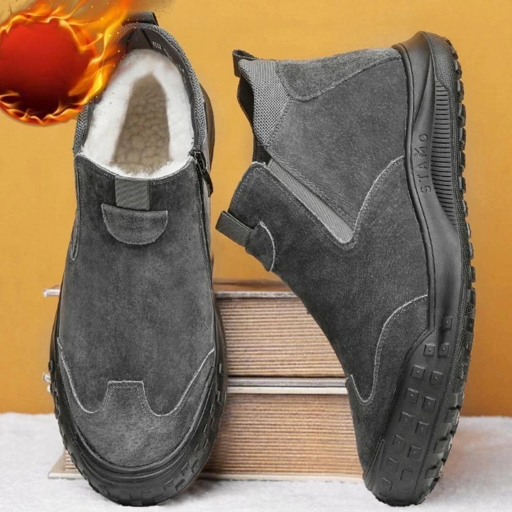 Scarpe Invernali Calde Casual in Cotone per Esterno con Pelliccia Sintetica Alta Scarpe Casual Stivali da Neve da Uomo con Pelliccia Sintetica