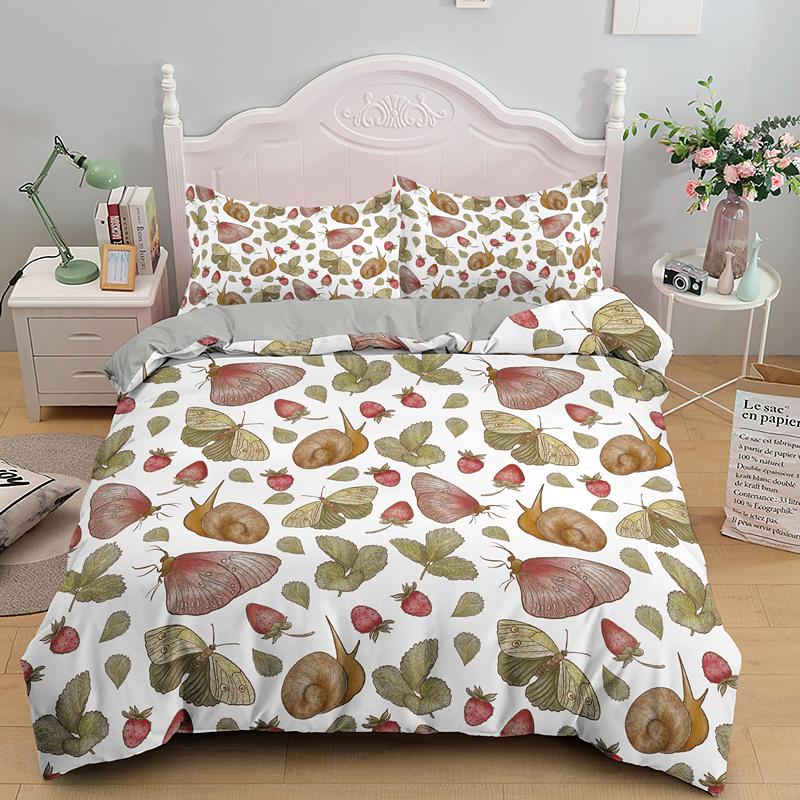 Cartoon Snail Duvet Cover King Queen Size Colorful Animals Bedding Set for Kids Teens Adults Wild Reptile Polyester Quilt Cover