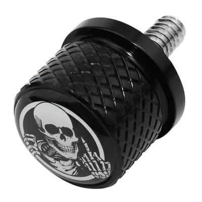 GUAIMI Stainless Steel Knurled Fender Seat Bolt Screw 1/4"-20 Thread for Harley 1996-2020 - Skeleton Middle Finger (Black Seat Thread)