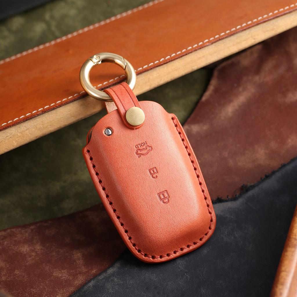 Suitable for Old Kia Leather Folding Cowhide Key Cover, Handmade High-end Car Key Case, Personalized Customization