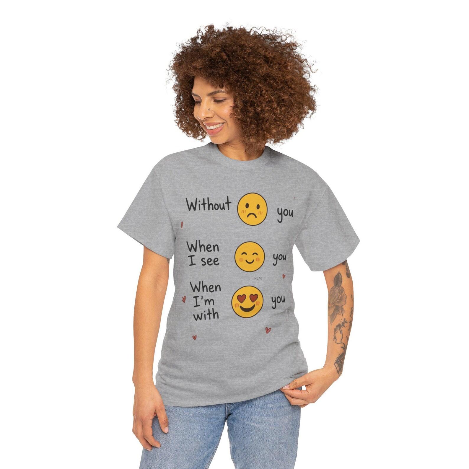 Cute Love Emoji Shirt, Romantic Couple Tee, Heart Eyes Emoji Shirt, Valentine Gift, Boyfriend Girlfriend Gift, Cute Relationship Tee L