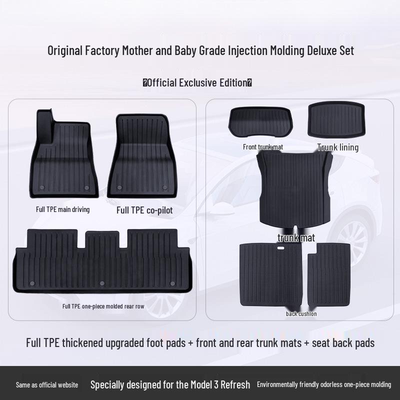 Tesla Model Y & 3 Custom TPE Floor Mats - Full Surround Car Carpets