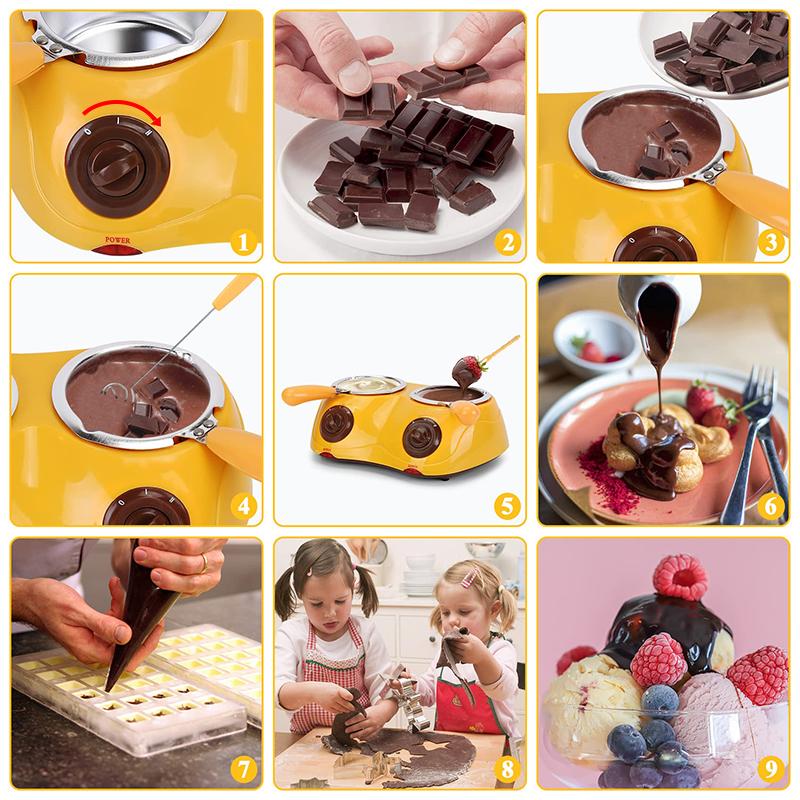 Mini Elektrischer Schokoladen-Schmelztopf Schokoladen-Fonduebrunnenwärmer Maschine Für Milchschokoladenschmelzer Einzel-/Doppeltopf