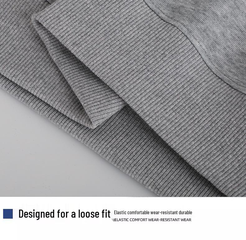 Unisexowa bluza bawełniana z podszewką z polaru o dużej gramaturze - Gruba, luźny krój, okrągły dekolt, styl z opuszczonymi ramionami