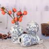 High-End Blue and White Chinese Porcelain Vase - Decorative Living Room Craftsmanship Gift