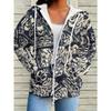 Felpa con cappuccio e cerniera da donna, stampa 3D, maniche lunghe, stile sportivo casual