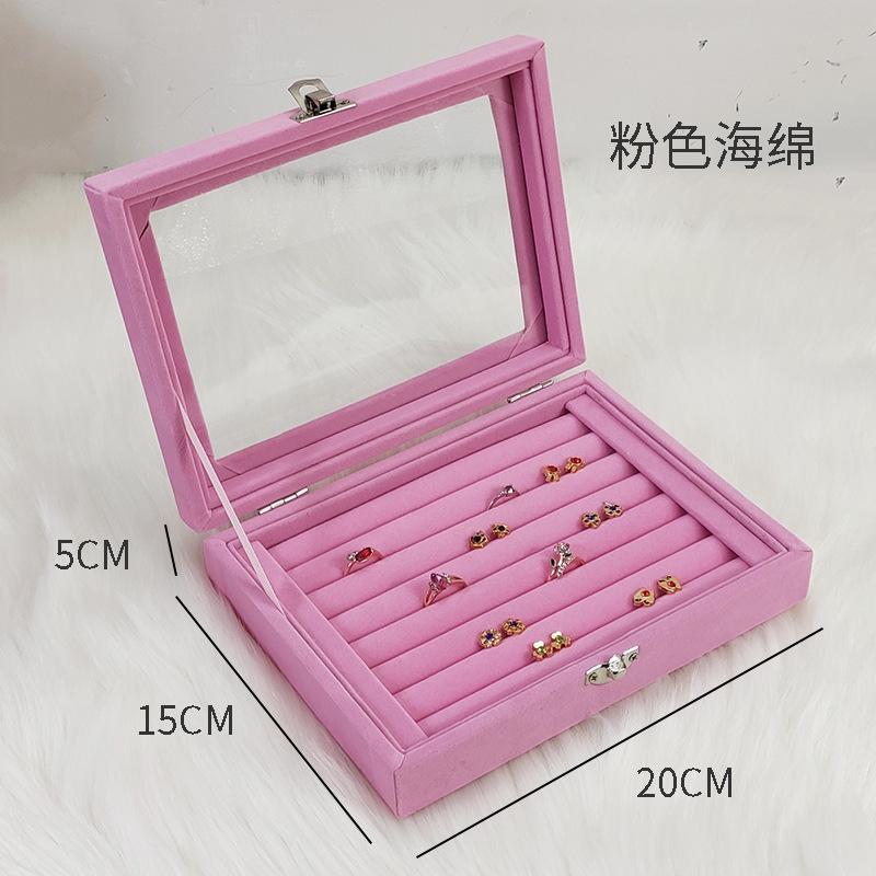 Velvet jewelry box with pearl; storage box; display box; nine-grid storage box; transparent