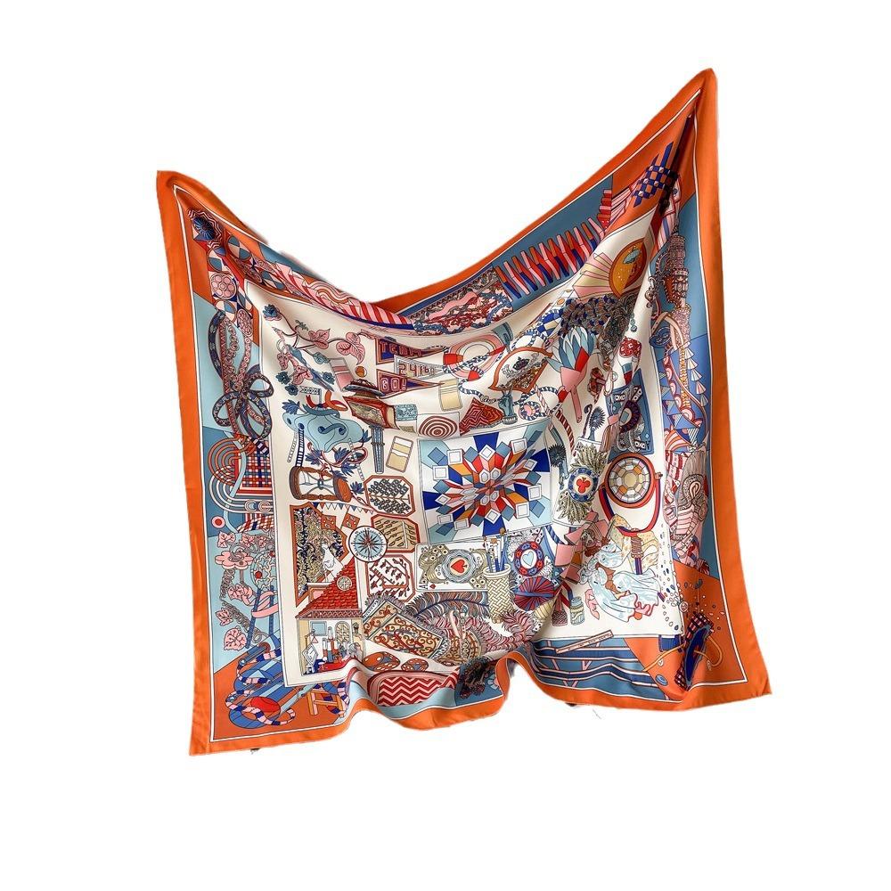 Silk Scarf  Imitation Silk Scarf  Retro High-end Scarf  Tied Hair  Light Breathable  Soft Shawl Scarf