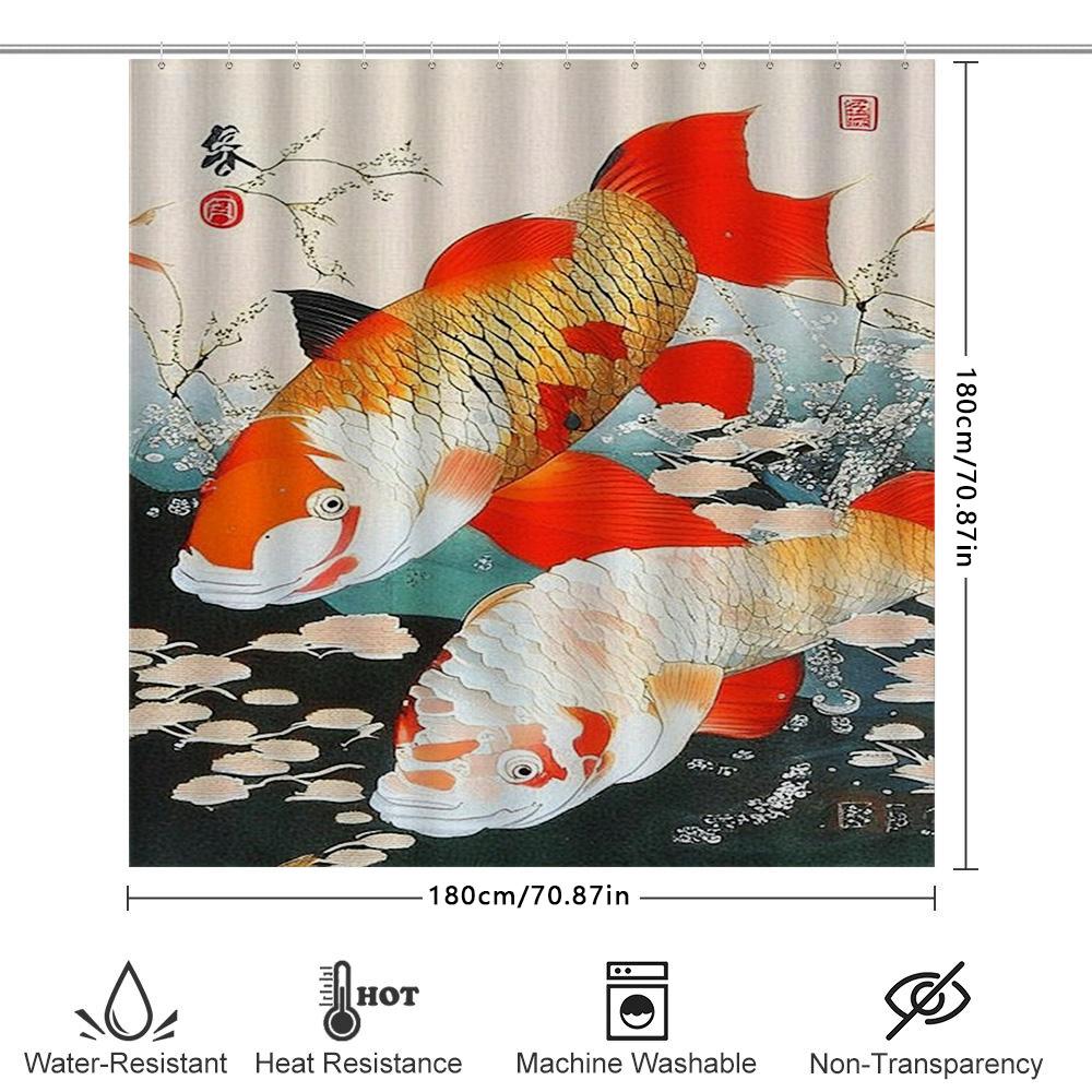 Vibrant Koi Fish Shower Curtain Modern Home Decor With Oriental Artistic Design
