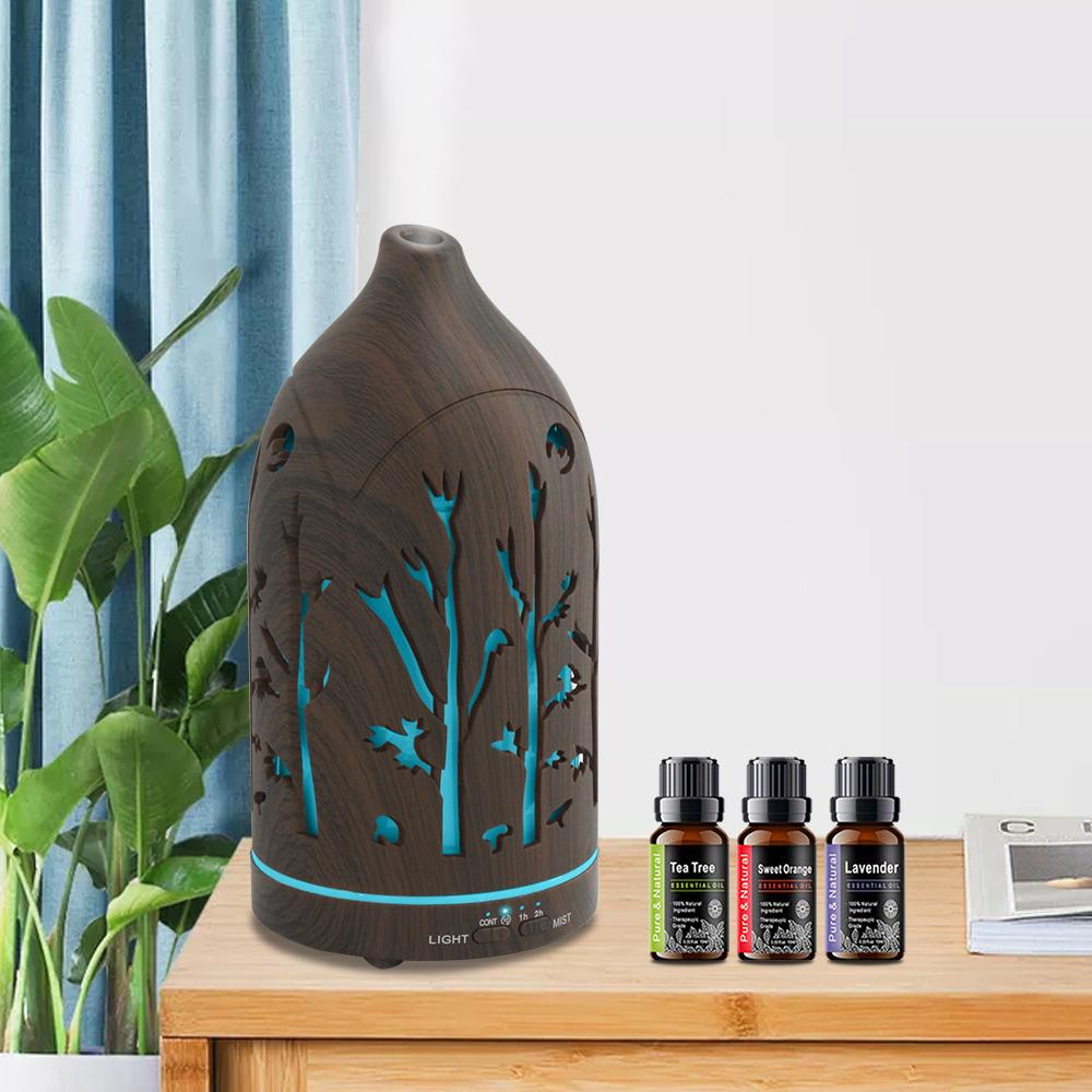 Ultrasonic Essential Oil Diffuser  Auto Shut Off, Whisper Quiet, 3 Oils Included  Perfect for Home, Office, Yoga & Spa