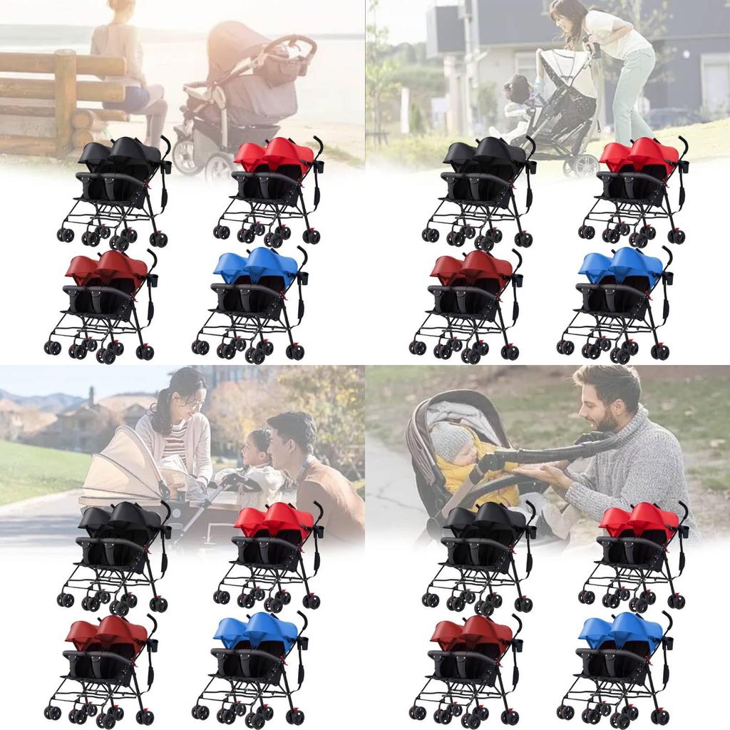 Lichtgewicht Tweeling Kinderwagen Ultra Compact Opvouwbare Paraplu Kinderwagen Voor Pasgeborenen Met Verstelbare Rugleuning