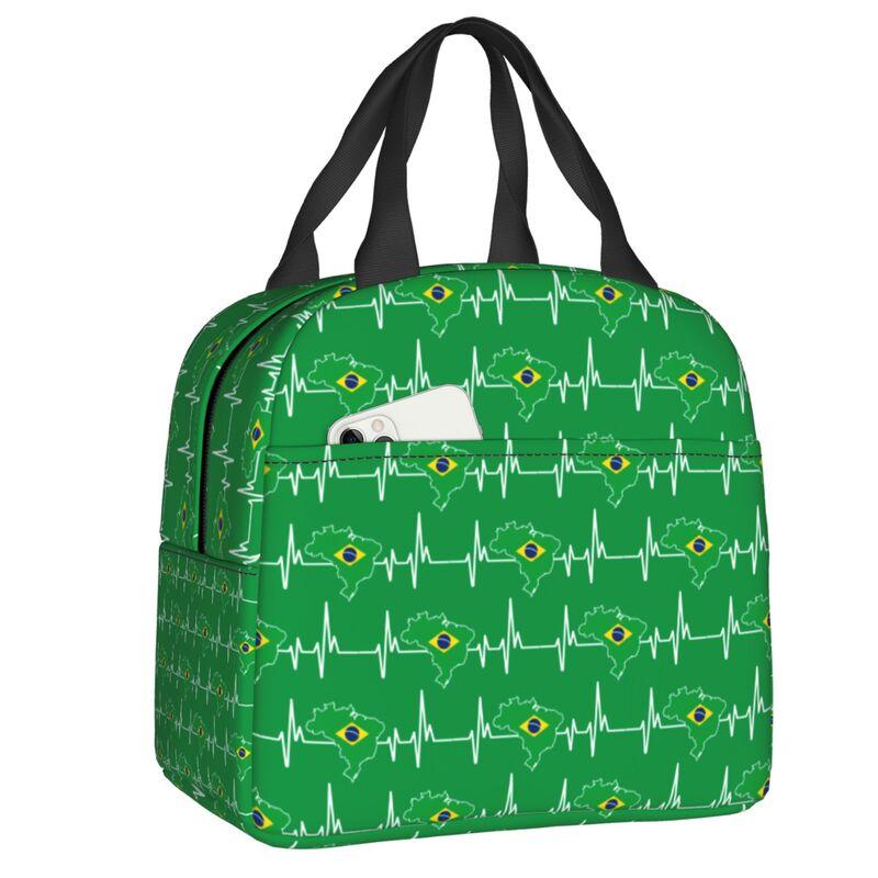 Brazil Flag Resuable Lunch Boxes Women Waterproof Cooler Thermal Food Insulated Lunch Bag School Children Student