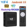 TOX4 Android 13 Smart TV Box 4GB 32GB with RK3528 Dual Wifi 1000M LAN BT5.0 Support H.265 4K 60fps DLNA USB3.0 Media Player Set Top Box