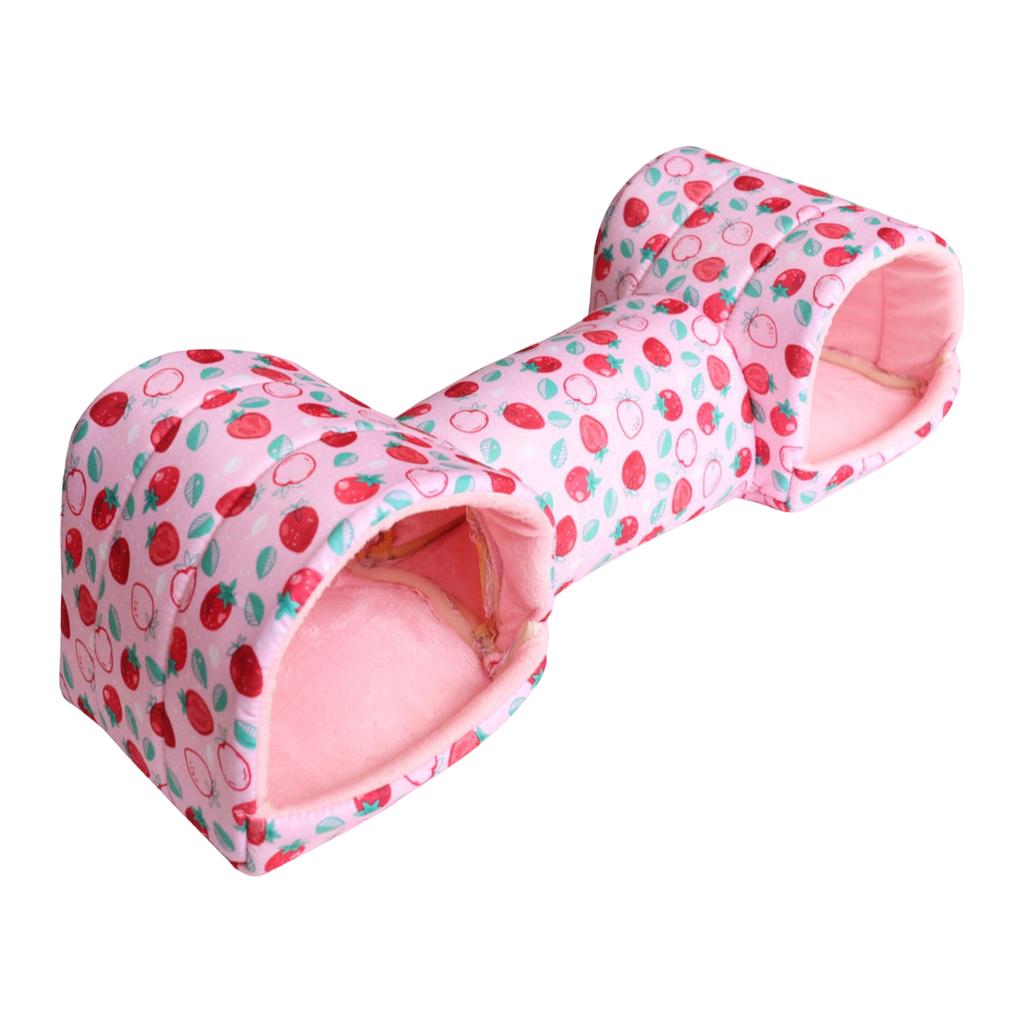 Plush Tunnel Bed for Small Pets Soft Double Tunnel Design Comfortable Hideout and Resting Spot for Guinea Pigs Rabbits Ferrets Hamsters