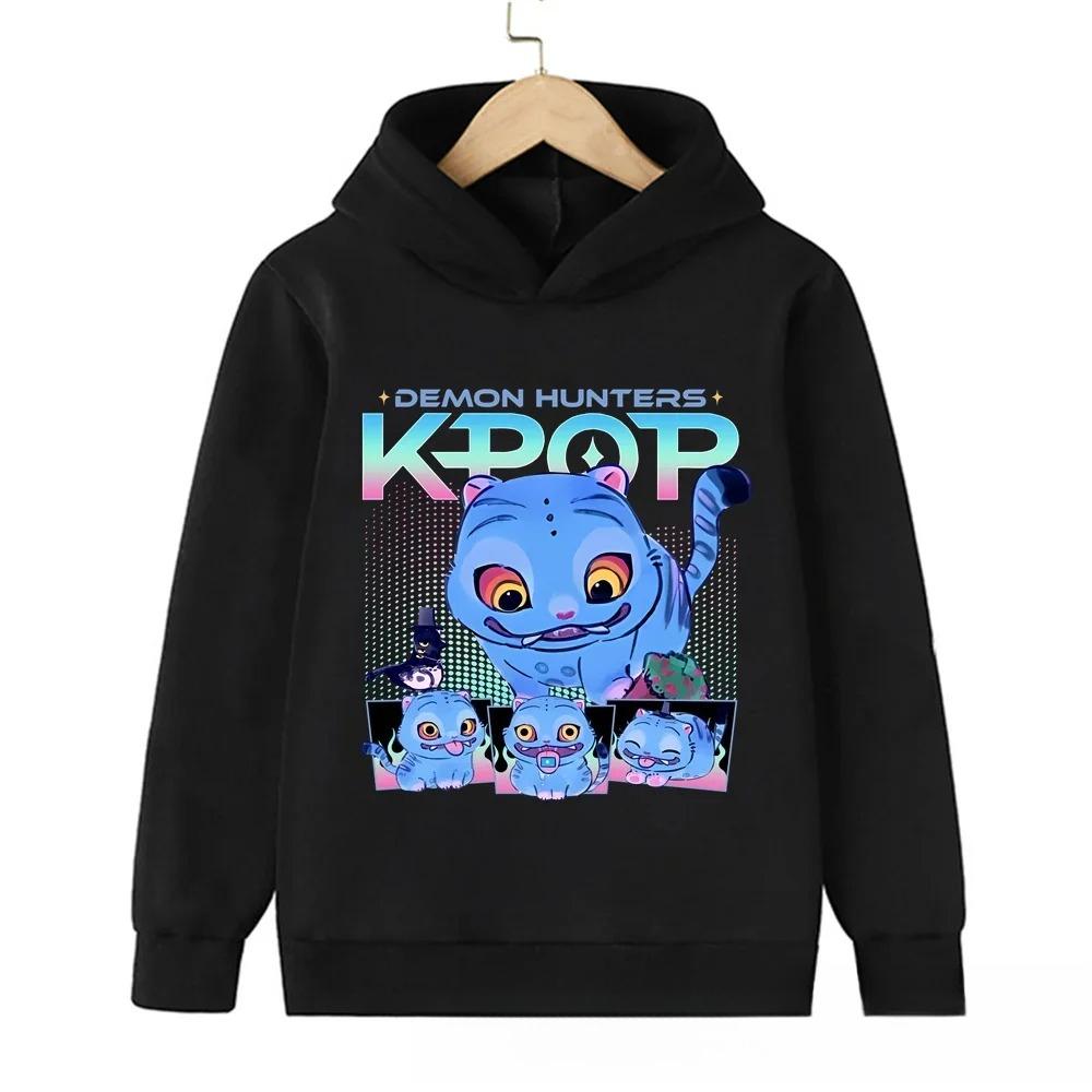 

Kpop Demon Hunters Anime Fashion Accessories Saja Boys Cartoon Printed Casual Warm Comfortable Hooded Sweatshirt 160cm чёрный