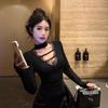 Winter V-neck Lace Trim Slimming Halter Shirt