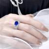 Elegant Adjustable Sapphire-Colored Gemstone Ring for Women with Micro-Paved Zircon Diamonds - Versatile and Stylish Gift.