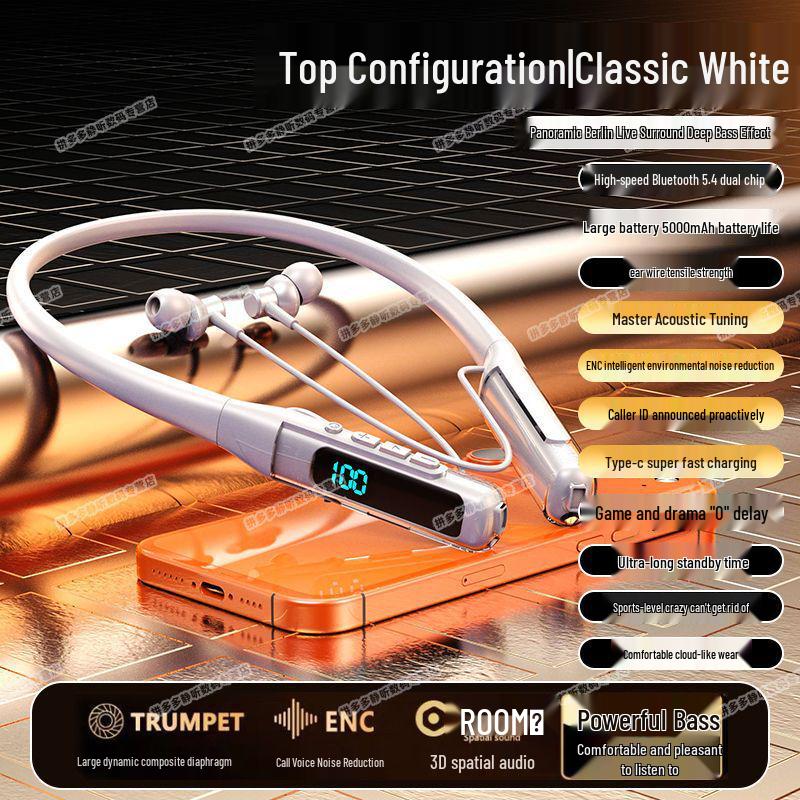 Universal Neckband Bluetooth Headphones with Long Battery for Sports: Compatible with Huawei, Vivo, Xiaomi, Oppo, and Apple.