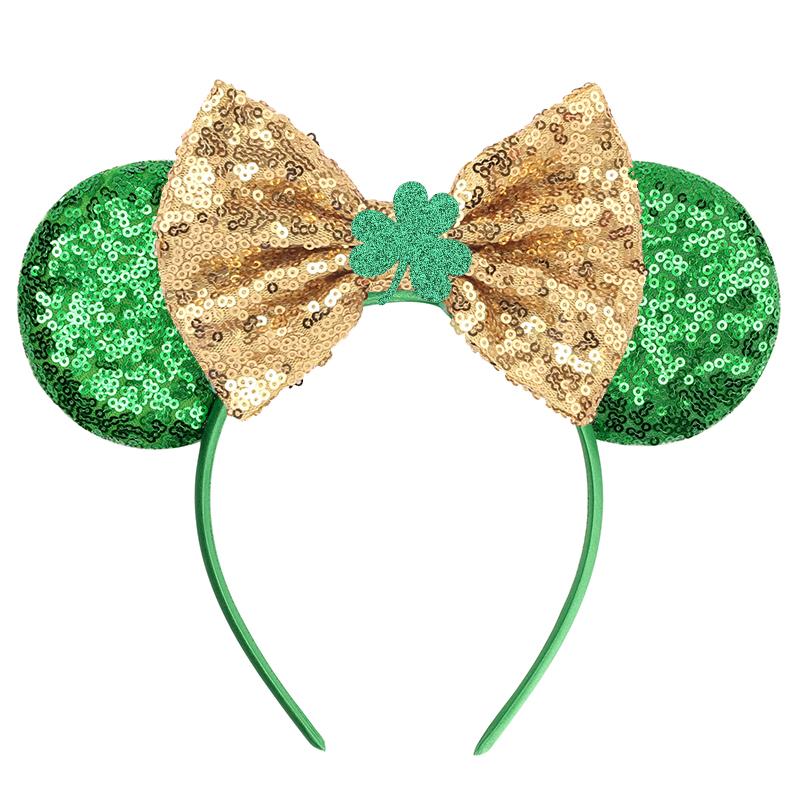 Mode St. Patrick Glitzer Mausohren Stirnband Mädchen Pailletten Haarschleife Festival Haarband Party DIY Haaraccessoires Mujer