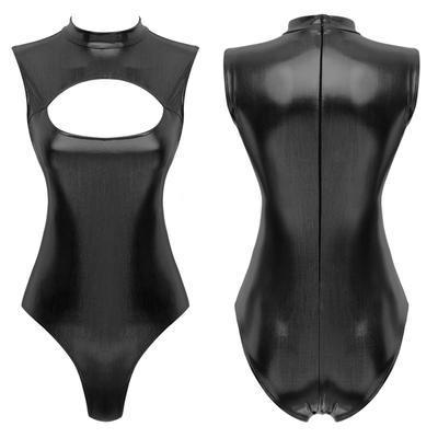 Trajes de baño de una pieza para mujer, traje de baño brillante sin mangas, mono, leotardo, disfraz de actuación en discoteca