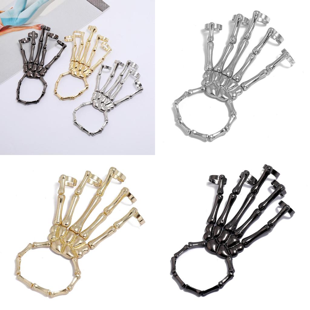Punk Style Skull Hand Chain For Women With Alloy Metal Halloween Party Jewelry