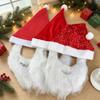 Unisex Santa Hat with Plush Beard Cosplay Christmas Hat Plush Beard Set Funny Xmas Costume Festive Party Decorative Supplies