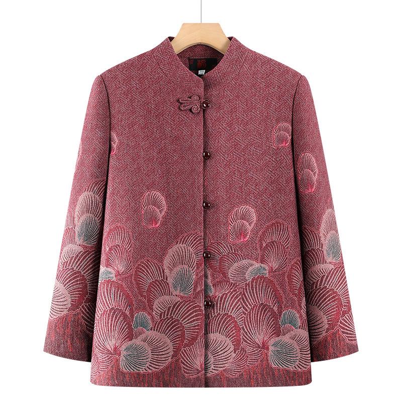 

Grandma Chic: 2026 Spring/Autumn Stand-up Collar Cardigan for Women in Their 70s & 80s 2XL (95-110 lbs)
