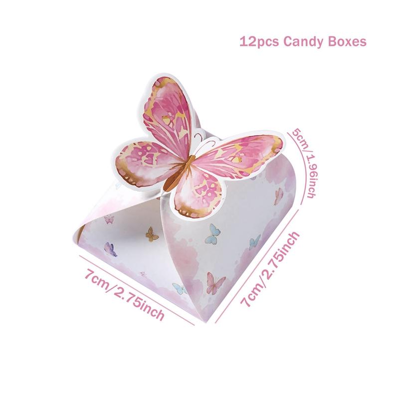 Butterfly Candy Gift Box Pink Purple Butterfly Birthday Party Decorations Kids Wedding Supplies Baby Shower Cookie Biscuit Box