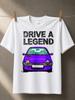 Drive A Legend Purple Car Frontview Compact Auto Sketch Handdrawn Headline And Sporty Cartoon Unisex All Tshirt