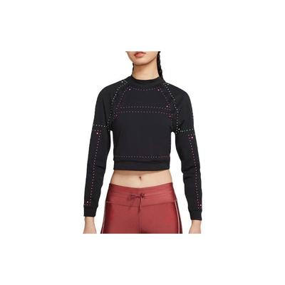 Jersey de cuello redondo de manga larga para mujer, sudadera negra translúcida CJ4156-010