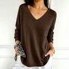 Women's Color V-Neck Long Sleeve Knit Sweater Casual Basic Lightweight Top for Daily Wear