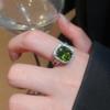Zircon Crystal Open Ring Big Square Exaggerated Ring Fashion Design Rhinestone Rings  Banquet