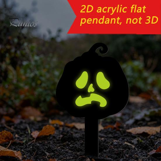 Festive Halloween Holiday Decor Pumpkin Yard Sign with Stake, Glow In The Dark Reusable Garden Spooky Silhouette Stake for Outside Patio Lawn Stakes