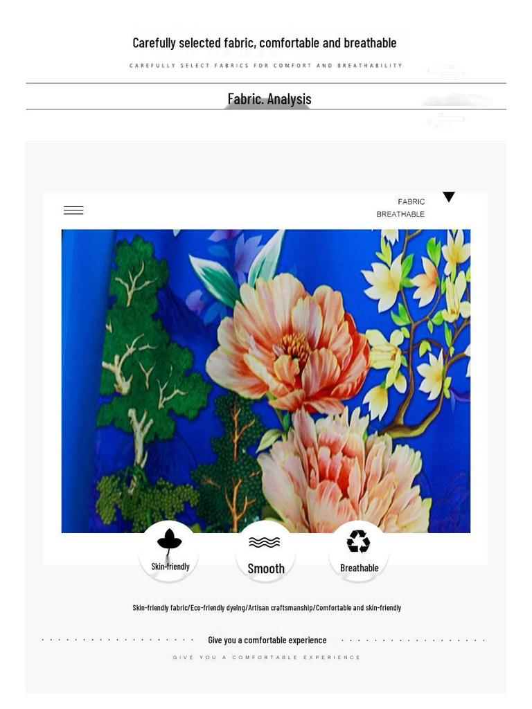 2025 Summer Blue Ao Dai-Inspired High-End Cheongsam Dress for Runway and Evening Wear