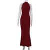 2026 New Women's Elegant Shiny Party Bodycon Robes Sexy Slim Sequins Red Sleeveless Long Dress Fashion Solid Maxi Gown Dresses
