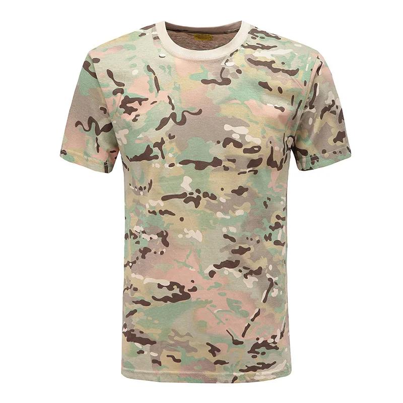 100% Baumwolle Taktisches T-Shirt Kurzarm Schnelltrocknend Jagdhemden Herren Camouflage Outdoor Sport Arbeit Training Airsoft Gefechtshemd