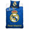 Housse De Couette - REAL MADRID - Réversible 140x200 Cm - 100% Coton - Bleu - Fermeture Éclair
